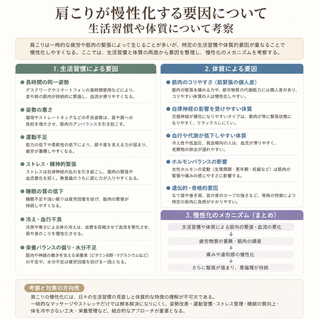 慢性的な肩こりの原因とは